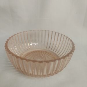 Ribbed Pink Glass Bowl
